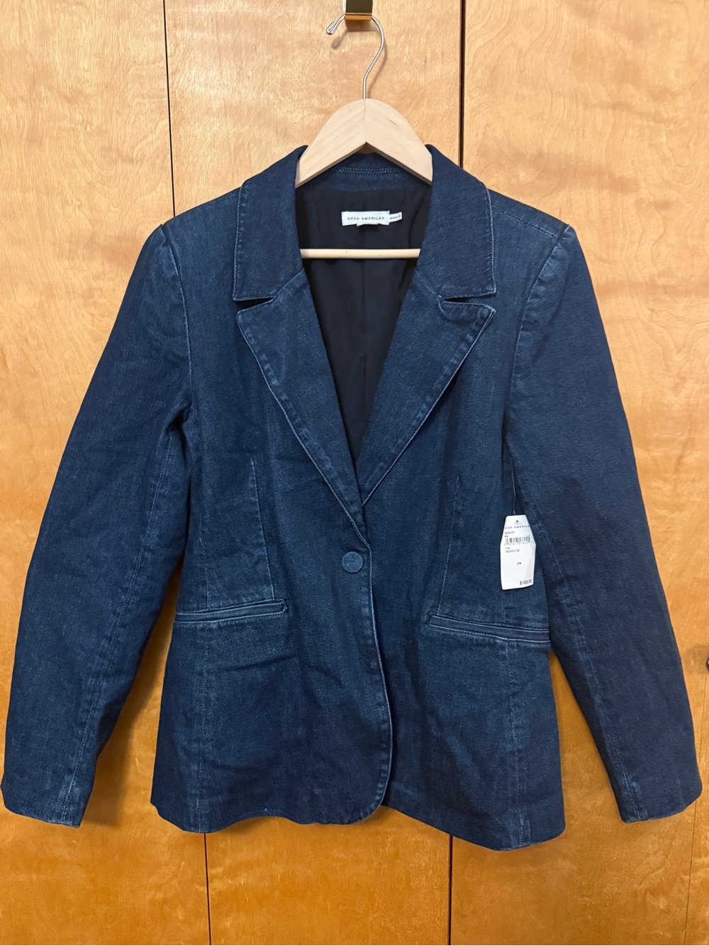 Good American Sculpted Denim Blazer Medium
